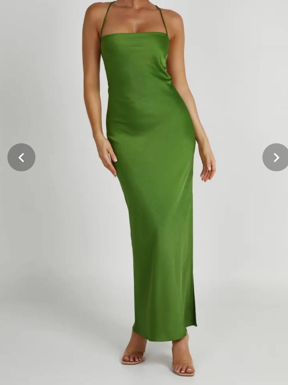 Meshki Strapless Spaghetti‑Strap Maxi Dress in Olive Green